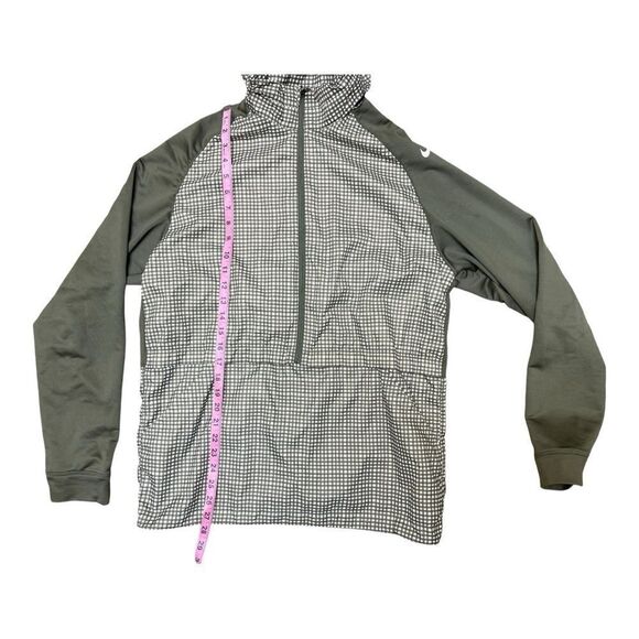 Nike GOLF Pullover Dri-Fit Fabric Mix 1/2 Zip Cover-Up Size M Green Gingham Hood - Picture 4 of 13